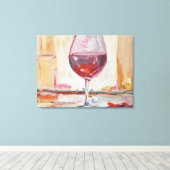 Elegant glas rode wijn canvas afdruk (Insitu (Houten vloer))