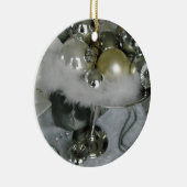 Elegant Glass Balls op een Silver Pedestal Keramisch Ornament (Rechts)