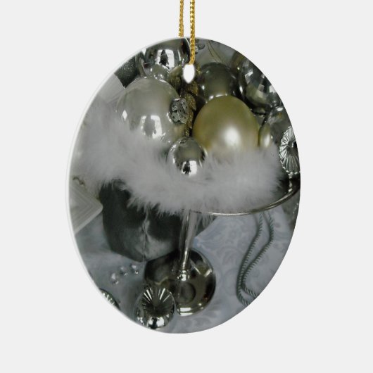 Elegant Glass Balls op een Silver Pedestal Keramisch Ornament (Rechts)