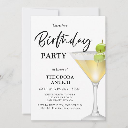 Elegant Glass Birthday Party Invitation Kaart (Voorkant)