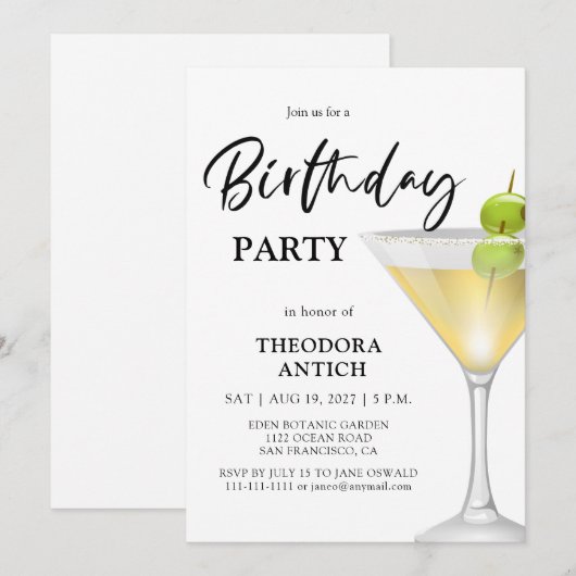 Elegant Glass Birthday Party Invitation Kaart (Voorkant / Achterkant)