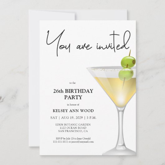 Elegant Glass Birthday Party Invitation Kaart (Voorkant)