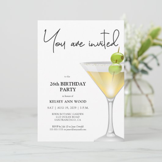 Elegant Glass Birthday Party Invitation Kaart (Staand voorkant)