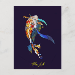 Elegant Glass Koi Fish Modern Fine Art Briefkaart