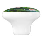 Elegant Glass Orb Pink Flowers Greenery  Keramische Knop (Zijkant)