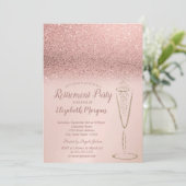 Elegant Glass Roos Gold Glitter Bokeh Retirement Kaart (Staand voorkant)