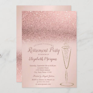 Elegant Glass Roos Gold Glitter Bokeh Retirement Kaart