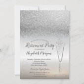 Elegant Glass Silver Glitter Bokeh Retirement Kaart (Voorkant)