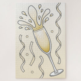 Elegant glazen champagneflessen met bubbels legpuzzel