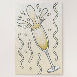 Elegant glazen champagneflessen met bubbels legpuzzel