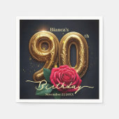 Elegant Glimmering Red Rose Gold 90th Birthday  Servet (Voorkant)