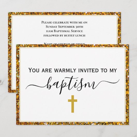 Elegant Glitter ADULT BAPTISM Kaart (Voorkant / Achterkant)