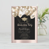 Elegant Glitter Afstudeerder Pet, ballonnen Roos G Kaart (Staand voorkant)