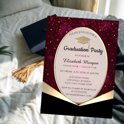 Elegant Glitter Afstudeerder Pet, Confetti Afstude Kaart