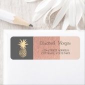 Elegant, Glitter Ananas, Gestreepte Adreslabel Etiket (Insitu)