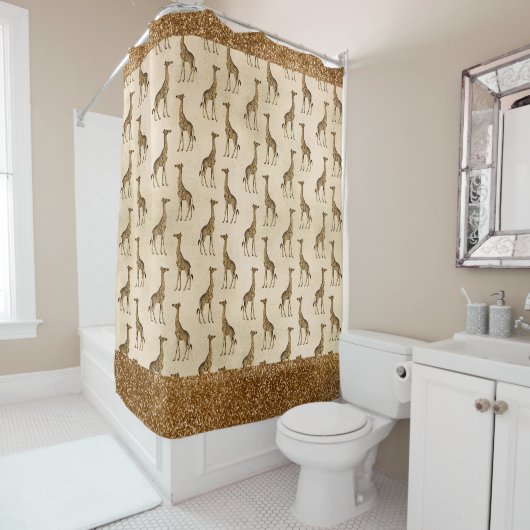 Elegant Glitter Animal Print  Chic Sparkles Douchegordijn (In situ)