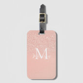 Elegant Glitter Baby Pink Monogram Name Minimal Bagagelabel (Voorkant (verticaal))