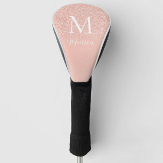Elegant Glitter Baby Pink Monogram Name Minimal Golfheadcover