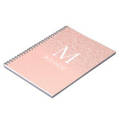 Elegant Glitter Baby Pink Monogram Name Minimal Notitieboek (Linkerzijde)