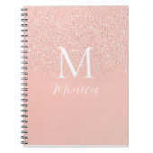 Elegant Glitter Baby Pink Monogram Name Minimal Notitieboek (Voorkant)