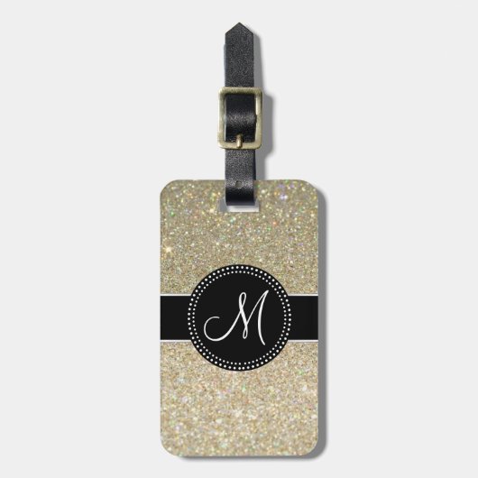 Elegant Glitter Bagagelabel met lederriem (Voorkant verticaal)