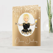 Elegant Glitter Birthday Toast Kaart voor haar (Voorkant)