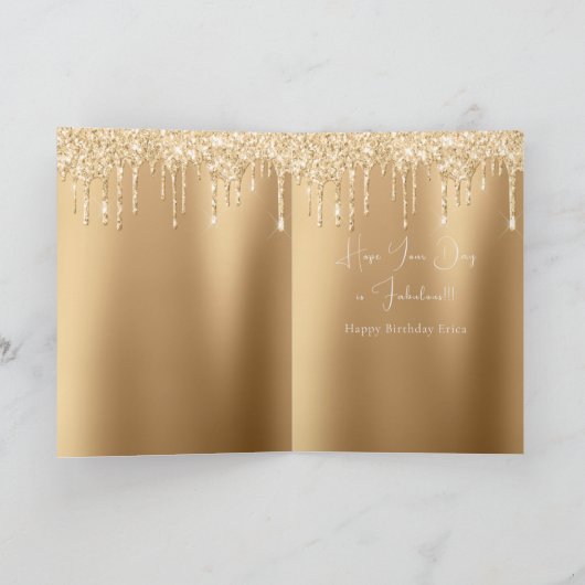 Elegant Glitter Birthday Toast Kaart voor haar (Binnen)