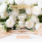 Elegant Glitter Black Gold Pet Graduparty Acryl Uitnodigingen