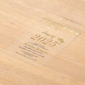 Elegant Glitter Black Gold Pet Graduparty Acryl Uitnodigingen (Laagn)