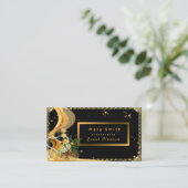 Elegant Glitter Black Gold Roos Voeg Jouw tekst to Visitekaartje (Staand voorkant)