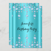 Elegant Glitter Blauwgroen Blue Diamond Birthday P Kaart (Voorkant / Achterkant)