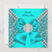 Elegant Glitter Blauwgroen Blue Diamonds Birthday  Kaart (Voorkant)