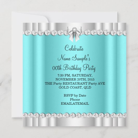 Elegant Glitter Blauwgroen Blue Glamor Hi Heels Si Kaart (Achterkant)