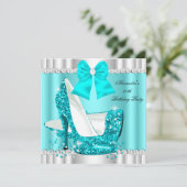 Elegant Glitter Blauwgroen Blue Glamor High Hiel S Kaart (Staand voorkant)