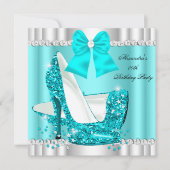 Elegant Glitter Blauwgroen Blue Glamor High Hiel S Kaart (Voorkant)