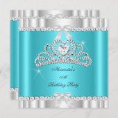 Elegant Glitter Blauwgroen Blue Silver Tiara Heart Kaart (Voorkant / Achterkant)