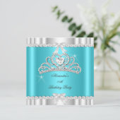 Elegant Glitter Blauwgroen Blue Silver Tiara Heart Kaart (Staand voorkant)