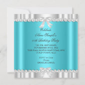 Elegant Glitter Blauwgroen Blue Silver Tiara Heart Kaart (Achterkant)