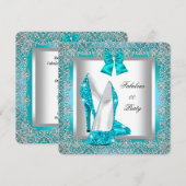 Elegant Glitter Blauwgroen Blue Stiletto Birthday  Kaart (Voorkant / Achterkant)