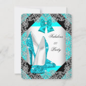 Elegant Glitter Blauwgroen Blue Stiletto Birthday Kaart (Voorkant)