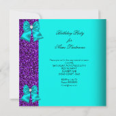 Elegant Glitter Blauwgroen Paarse Diamonds op zate Kaart (Achterkant)