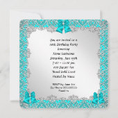 Elegant Glitter Blauwgroen Stiletto Birthday Party Kaart (Achterkant)