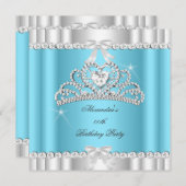 Elegant Glitter Blue Glamor Silver Tiara Heart Kaart (Voorkant / Achterkant)