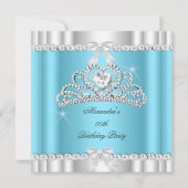 Elegant Glitter Blue Glamor Silver Tiara Heart Kaart (Voorkant)