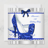 Elegant Glitter Blue Glamour High Heels Silver 3b Kaart (Voorkant)