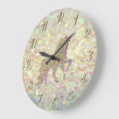 Elegant Glitter Bokeh, Gold Glitter Unicorn Grote Klok (Hoek)