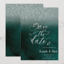 Elegant Glitter Bokeh Groen Bewaar De Datum