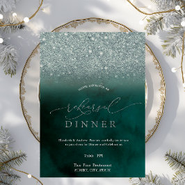 Elegant Glitter Bokeh Groen Repetitie diner Kaart