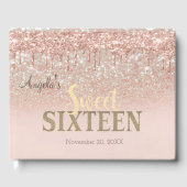 Elegant Glitter Bokeh Ombre, drups Sweet 16 Gastenboek (Voorkant)