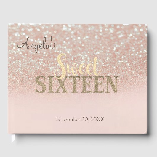 Elegant Glitter Bokeh Ombre ,Sweet 16 Gastenboek (Voorkant)